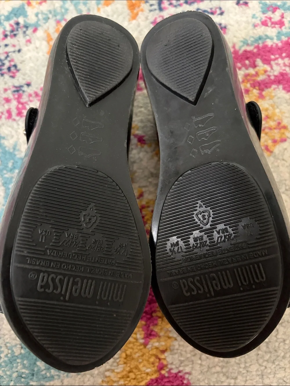 Mini Melissa Black Girls' Jelly Mary Jane with Bow Accent